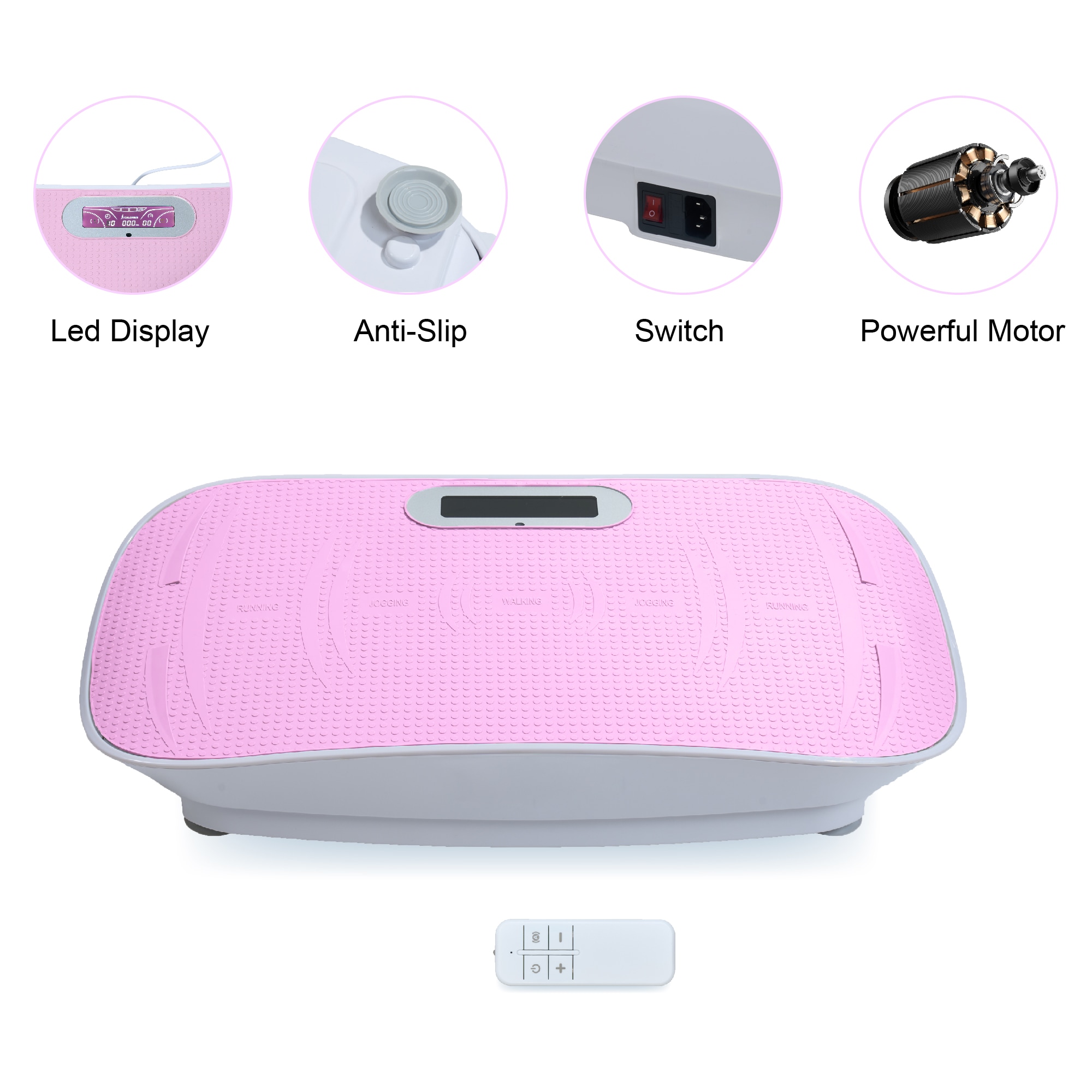 Full Body Vibration Platform Crazy Fitness Massage 10-Frequency Weight Loss & Fat Burner Shaking Machine For Unisex Pink_voghion.com